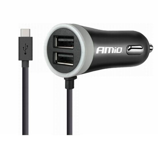 Incarcator auto Tip C, 12/24V, 2.1A, 2 USB, 02058 Amio