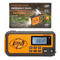 Radio portabil PNI DYN300, cu dinam, incarcare solara, lanterna, acumulator 4000 mAh, SOS, IPX3, orange
