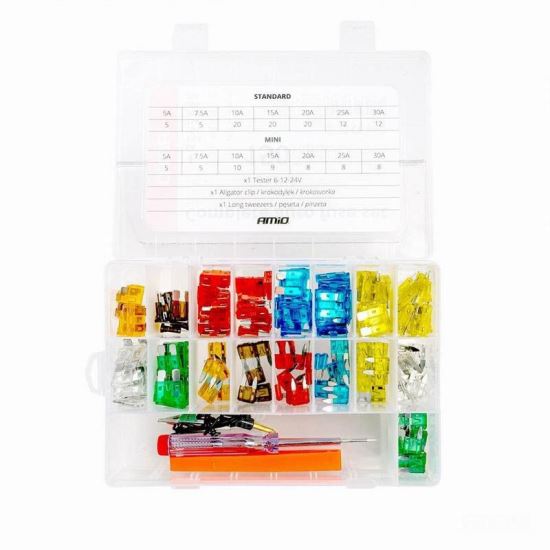 Set sigurante plate mari si mici, cu extractor si creion tensiune, 150 bucati, 03037 Amio