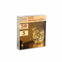 Sir lumini decor, 50 LED-uri mini, 5m, alb cald, 3xAA, Family Decor 58041A