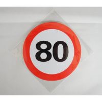Autocolant reflectorizant fi 12cm limita viteza 80km/h 