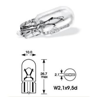 Bec soclu sticla fara dulie 12V/5W W5W -T10 cutie 20 bucati 3382 Vecta