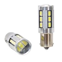 Set 2 becuri semnalizare 18 LED-uri SMD cu lupa, 12V-24V, P21W BA15s, 7429 Automax
