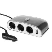 Stecher 3 prize 12/24V, cu fir, USB si LED 58611 Carmotion