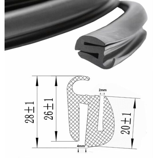 Cheder geam, usa, 4mm/2mm, NUT PN93, universal si U445, BD76, pret/metru liniar