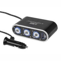 Stecher 3 prize 12 / 24V cu fir, LED, intrerupator si USB, 58614 Carmotion