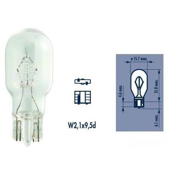 Bec soclu sticla 12V/12W T13 W12W W2.1x9.5d blister 2 bucati/blister 2057 Vecta