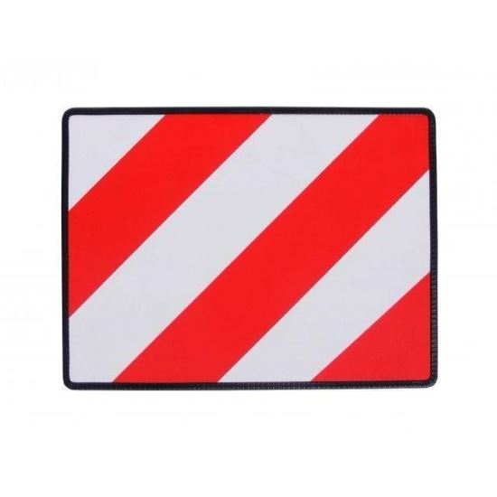 Placa reflectorizanta gabarit depasit, dungi alb cu rosu, stanga, 40x30cm TAB 0056-1