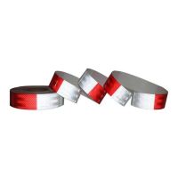 Banda reflectorizanta ALB cu ROSU, 5cmx50m, fagure E1 1999-c