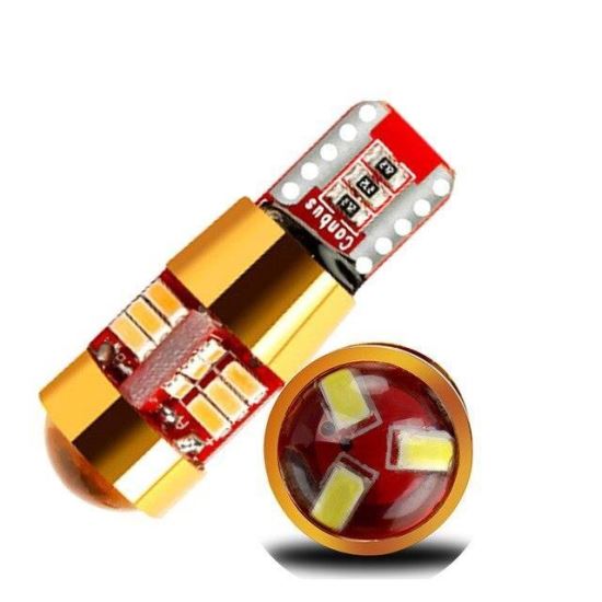 Set 2 becuri T10, 27Led SMD 12V, CANBUS, rama aluminiu, cu lupa, H.L.